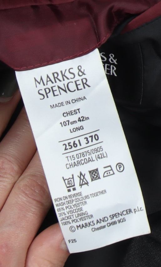 Marks & Spencer Men's Charcoal Long Blazer 42L
