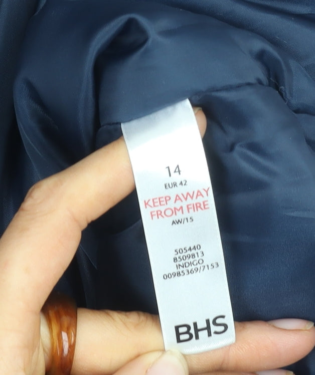 BHS Women's Blue Hooded Casual Jacket Size 14