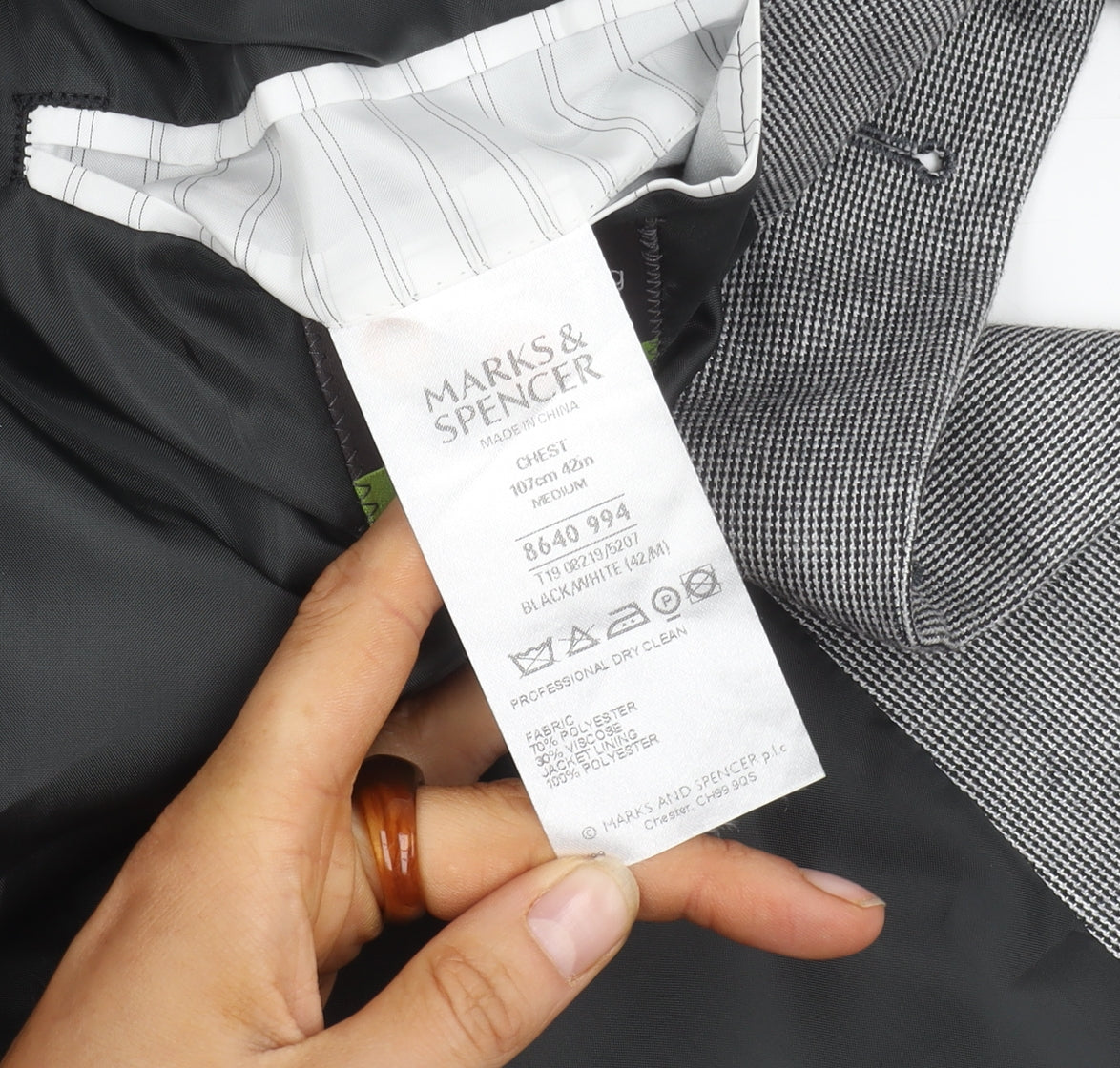 Marks & Spencer Grey Men's Blazer, Size 42R Classic Tweed