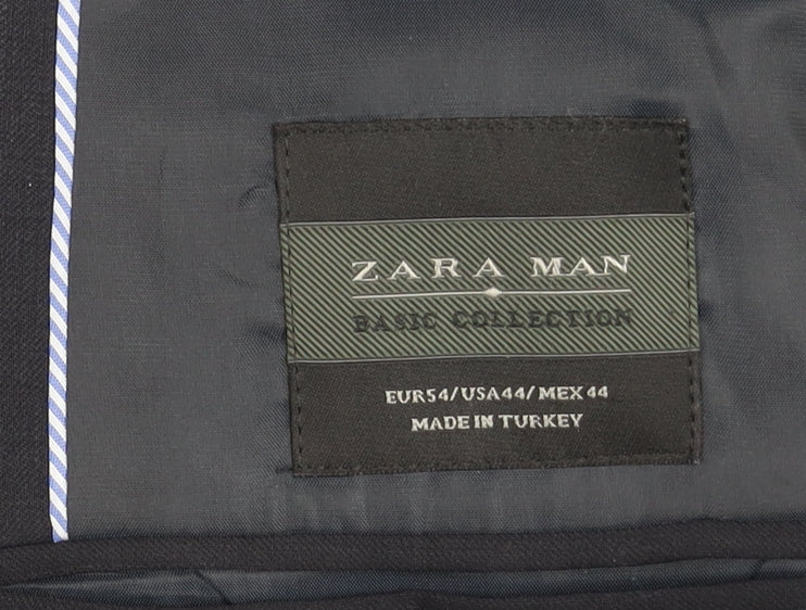 Zara Men's Black Blazer Size 44 Two-Button Formal