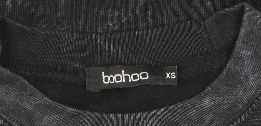 Boohoo Women's Black XS Graphic Print Pullover Sweatshirt