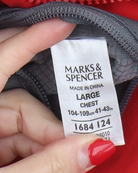 Marks and Spencer Men's Red Hooded Jacket L