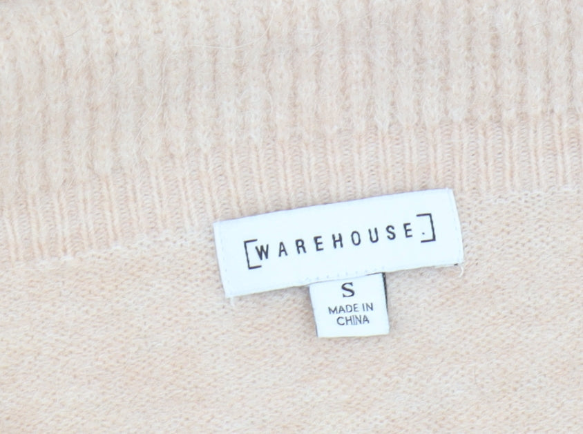 Warehouse Women's Beige Cowl Neck Pullover Jumper S