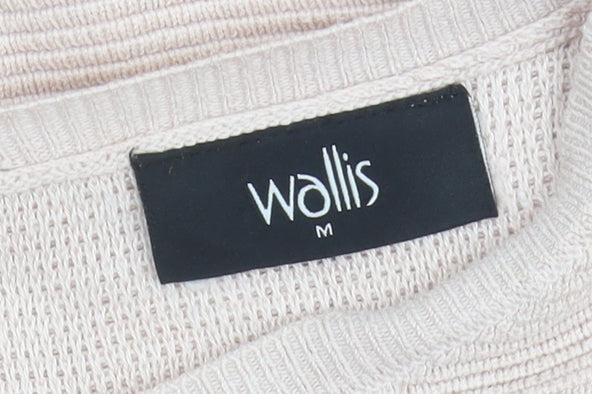 Wallis Women's Beige Pullover Jumper M, Round Neck, 3/4 Sleeve