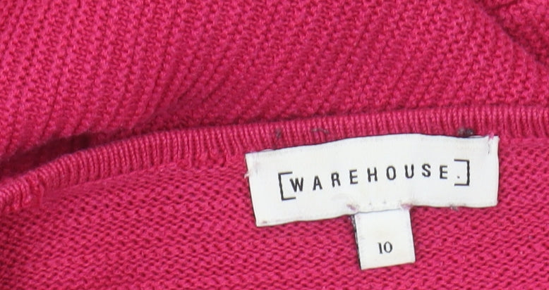 Warehouse Women's Pink High Neck Jumper Size 10