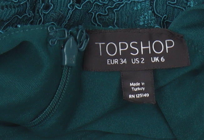 Topshop Green Lace Bodycon Dress - Size 6, Party Ready!