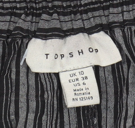 Topshop Women's Black Striped Peasant Skirt Size 10