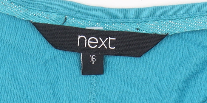 Next Women's Blue Beaded Cold Shoulder T-Shirt 16