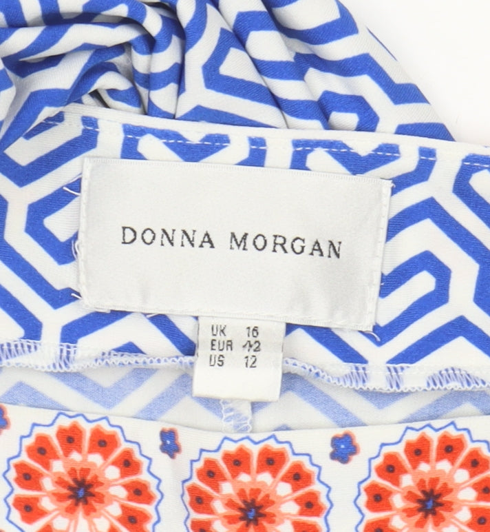 Donna Morgan Women's Blue Geometric Dress Size 16