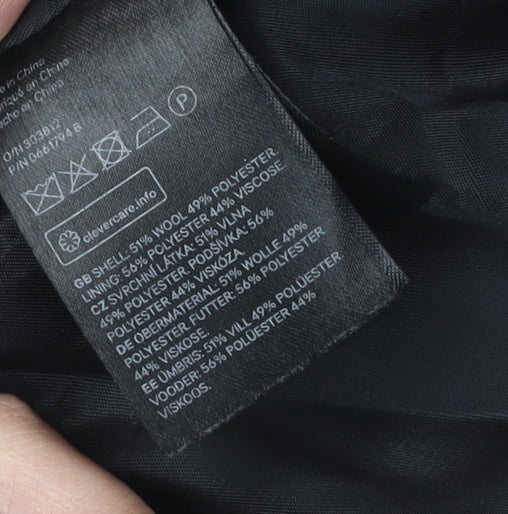 H&M Women's Black Mid-Length Wool Coat - Size 4