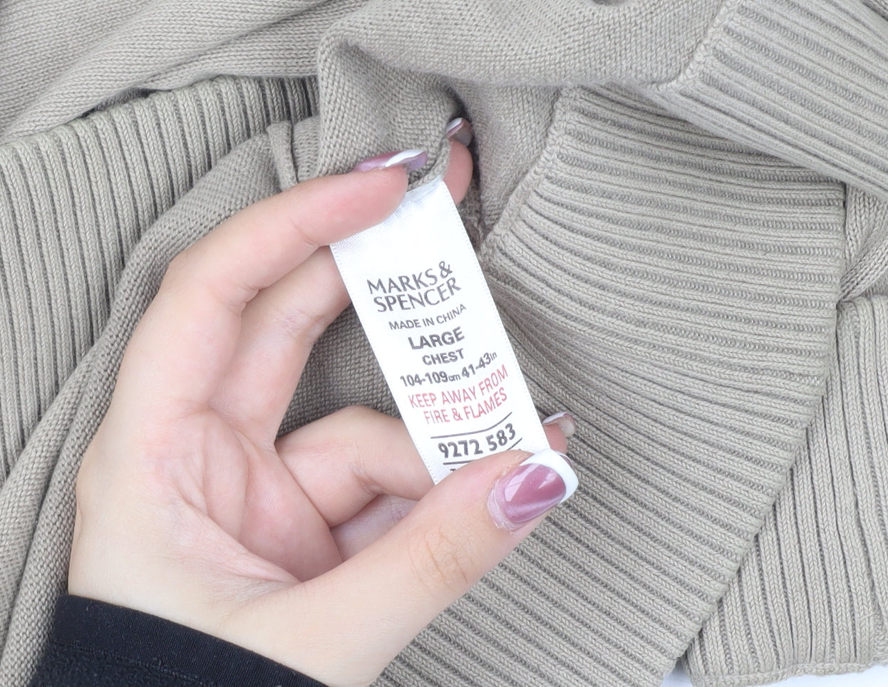 Marks and Spencer Men's Beige Knit Sweatshirt L
