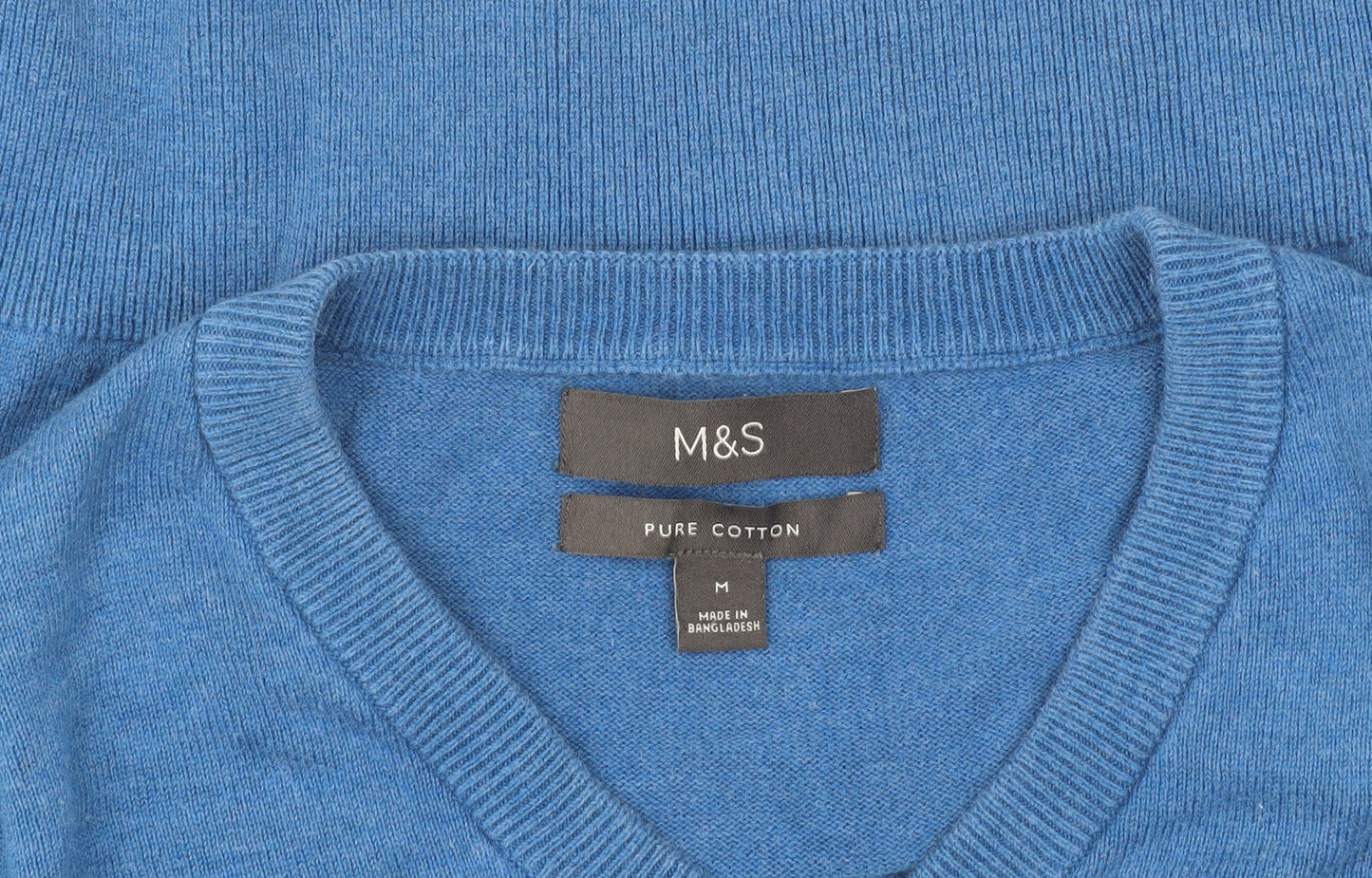 Marks & Spencer Men's Blue V-Neck Pullover Jumper M