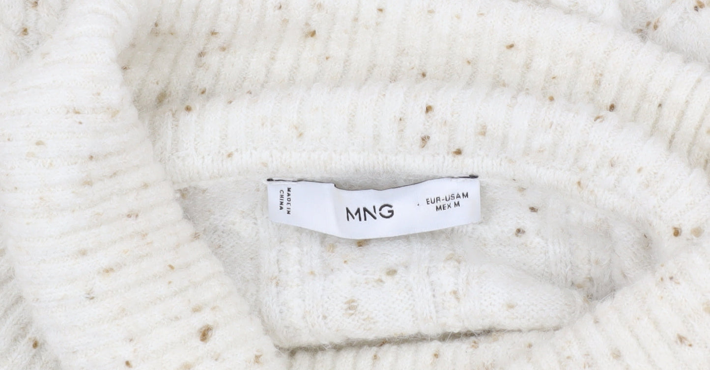 MNG Women's Ivory Cable-Knit Roll Neck Jumper M
