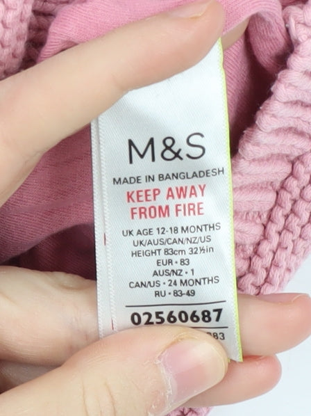 Marks & Spencer Pink Baby Jacket 12-18 Months Cotton