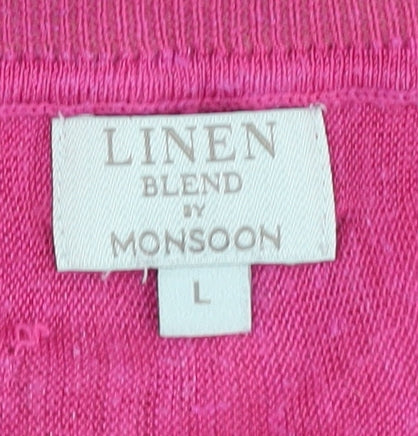Monsoon Women's Pink Pullover V-Neck Jumper - L