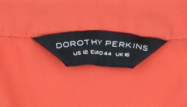 Dorothy Perkins Women's Orange Button-Up Shirt Size 16