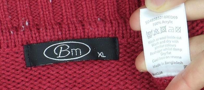 Bonmarché Women's Red XL Cable-Knit Pullover Jumper