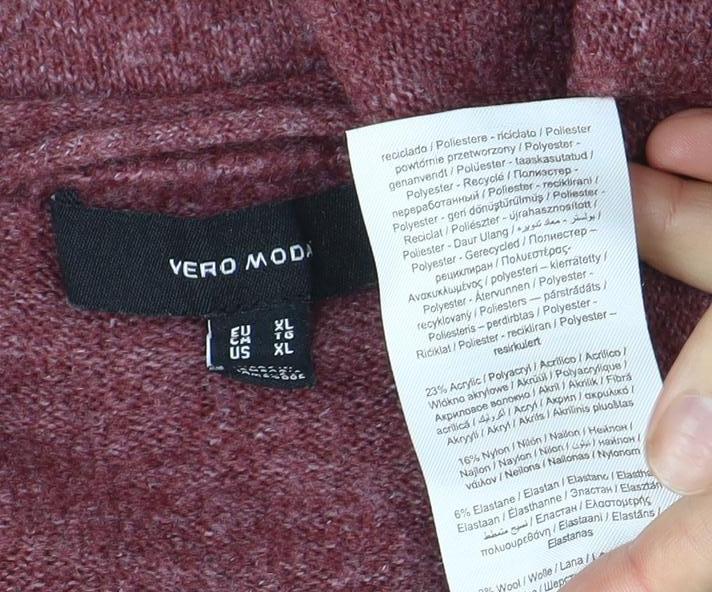 Vero Moda Women's Red V-Neck Pullover Jumper Size 16