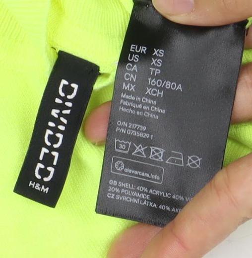 H&M Women's Neon Green XS Pullover Mock Neck Jumper