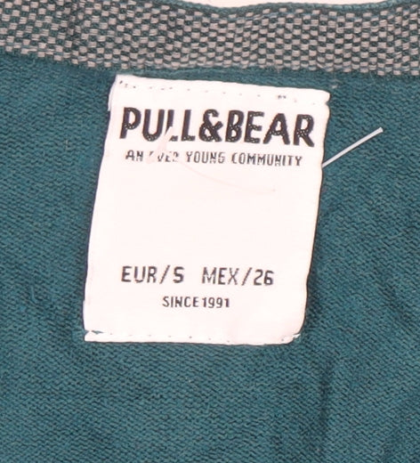 Pull&Bear Women's Green V-Neck Cardigan Size S