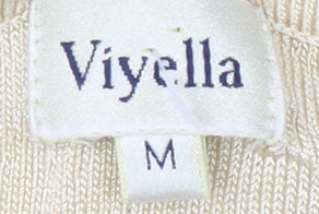 Viyella Women's Beige Studded Knit T-Shirt, M
