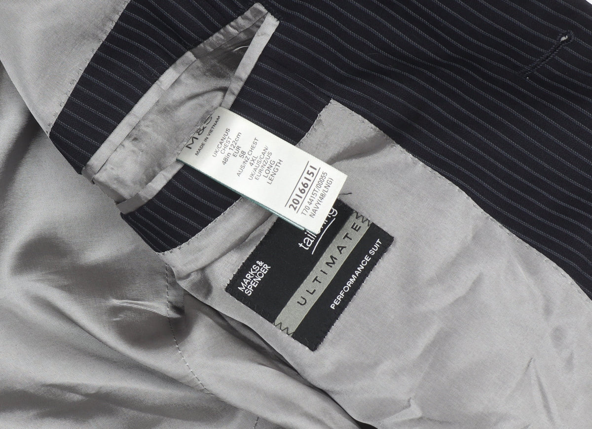 Marks & Spencer Men's Blue Striped Suit Jacket 48L