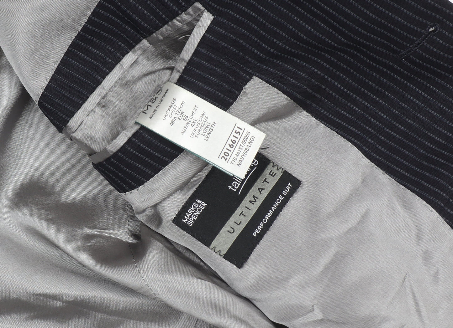 Marks and Spencer Men's Blue Striped Suit Jacket 48L