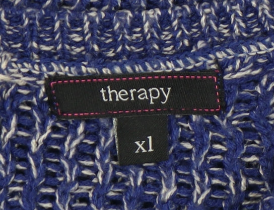 Therapy Women's Blue Chunky-Knit Pullover Jumper XL