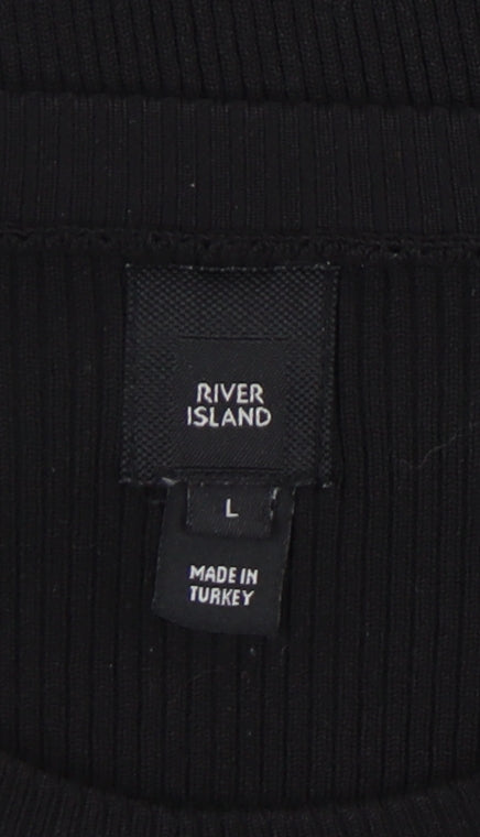 River Island Black Knit Long Sleeve Top L