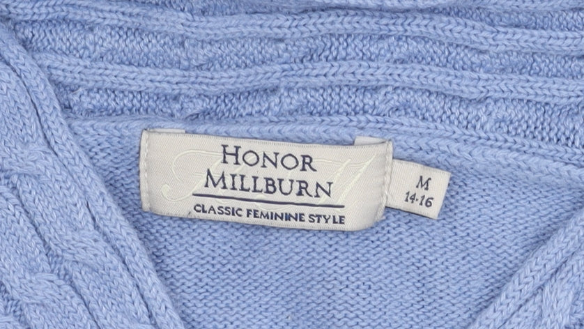 Honor Millburn Women's Blue High Neck Pullover Jumper M