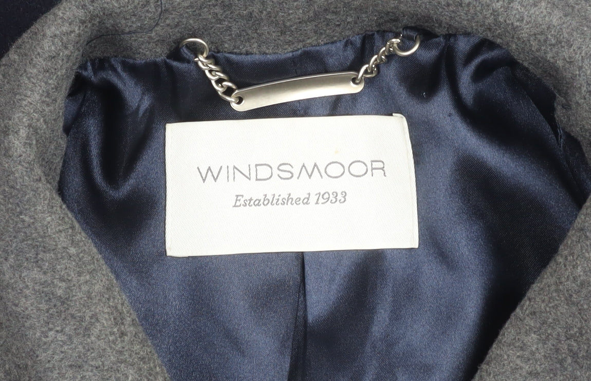 Windsmoor Women's Blue Grey Cape Size 12, Button Accent