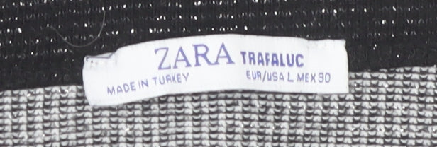 Zara Women's Grey Striped Knit Pullover Jumper Size 12