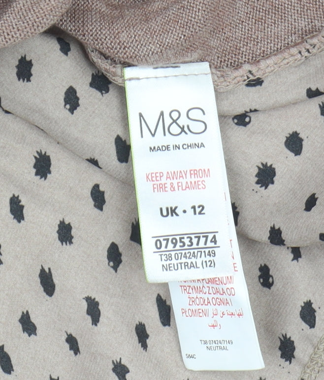 Marks & Spencer Women's Beige Polka Dot Pullover Jumper Size 12