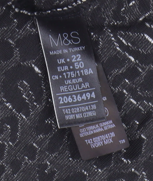 Marks & Spencer Women's Black Print Dress Size 22