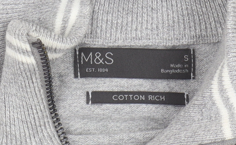 Marks & Spencer Men's Grey Full Zip Jumper, Size S