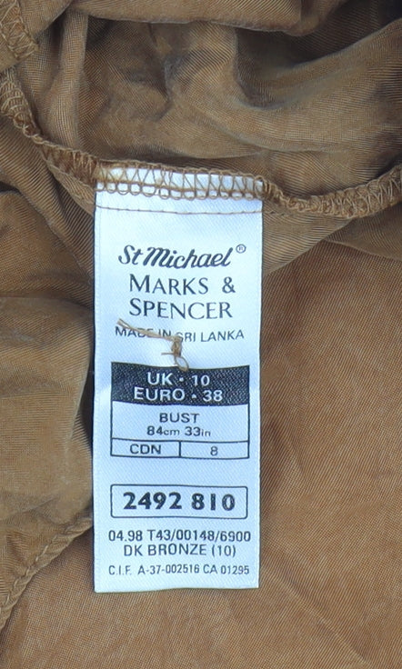 Marks & Spencer Women's Brown Blouse, Size 10, Classic Vintage