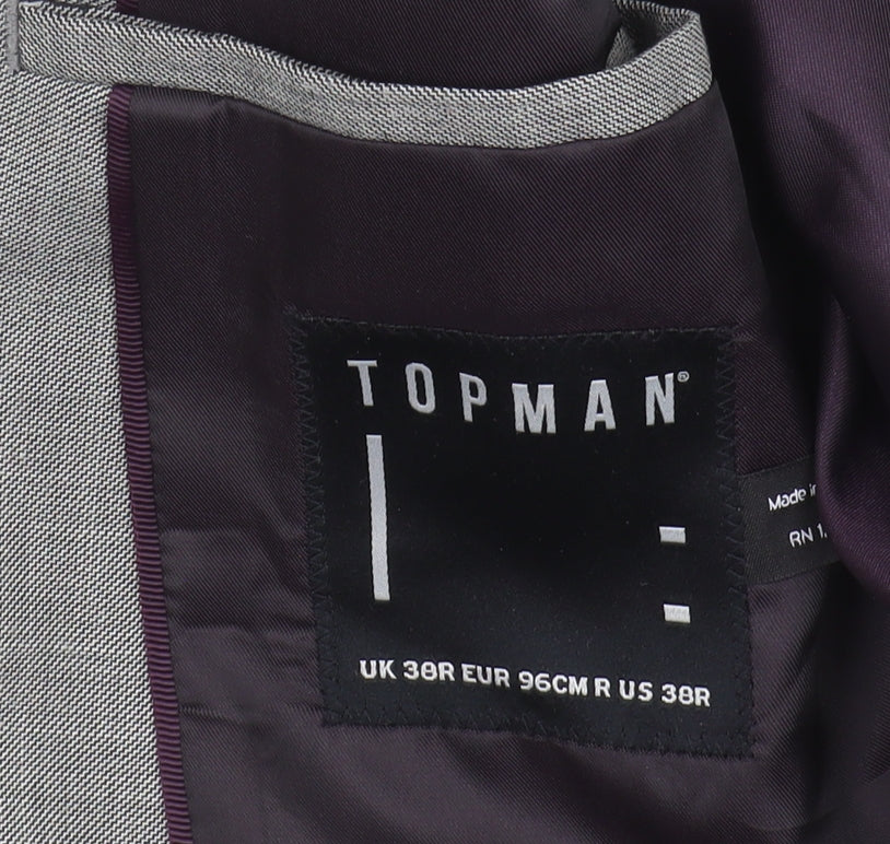 Topman Grey Slim Fit Men's Blazer, 38R, Formal Jacket