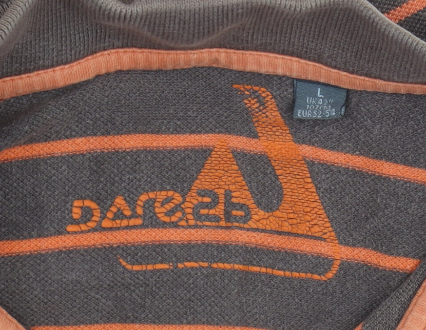 Dare 2b Men's Brown Striped Polo Shirt Size L