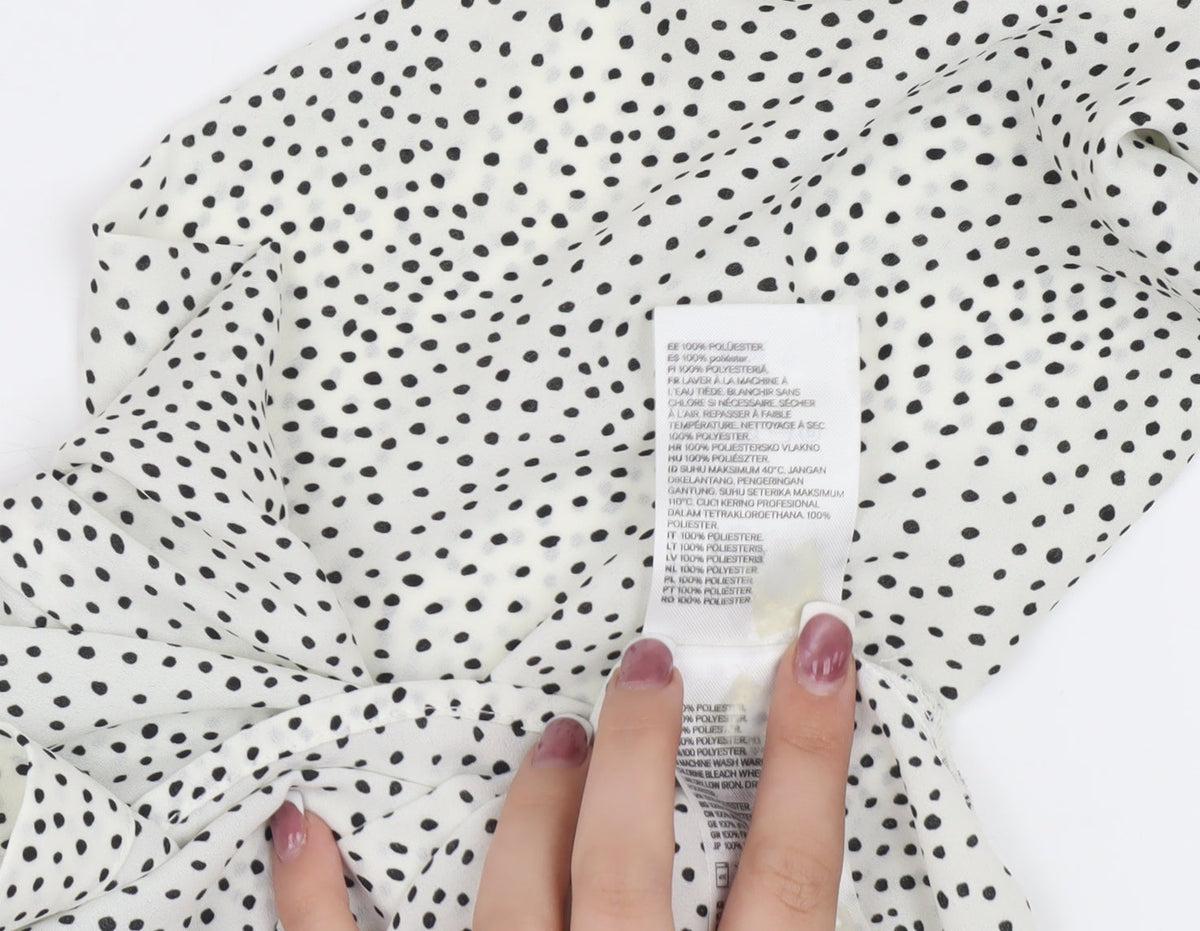 H&M Women's White Polka Dot Blouse UK 6