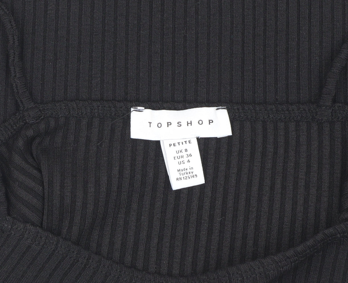 Topshop Women Black Petite Bodysuit UK 8