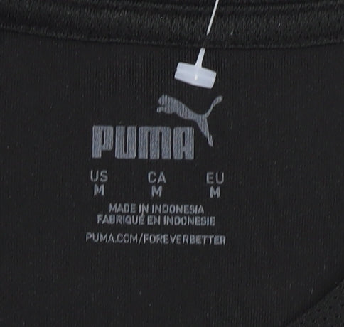 Brand and care label for Puma Men's Black Short Sleeve Active Shirt, M