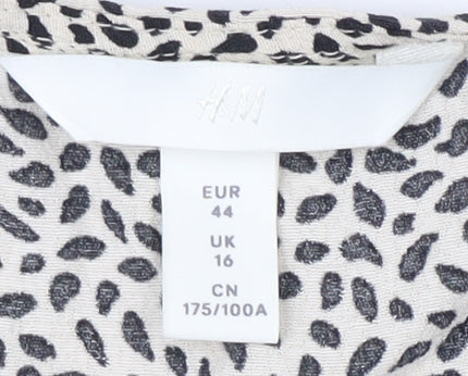 H&M Women's Multicoloured Blouse Size 16 V-Neck Animal Print