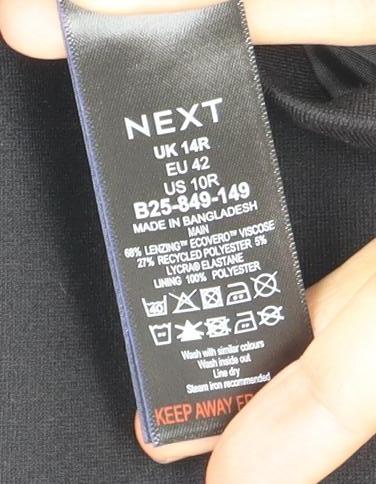 Next Women's Black Sheath Dress Size 14 V-Neck Sleeveless