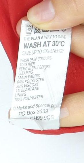 Marks & Spencer Women's Red Belted Dress Size 14