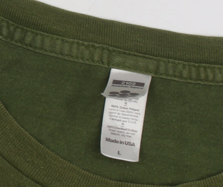 American Apparel Women's Green T-Shirt, L, Basic Style