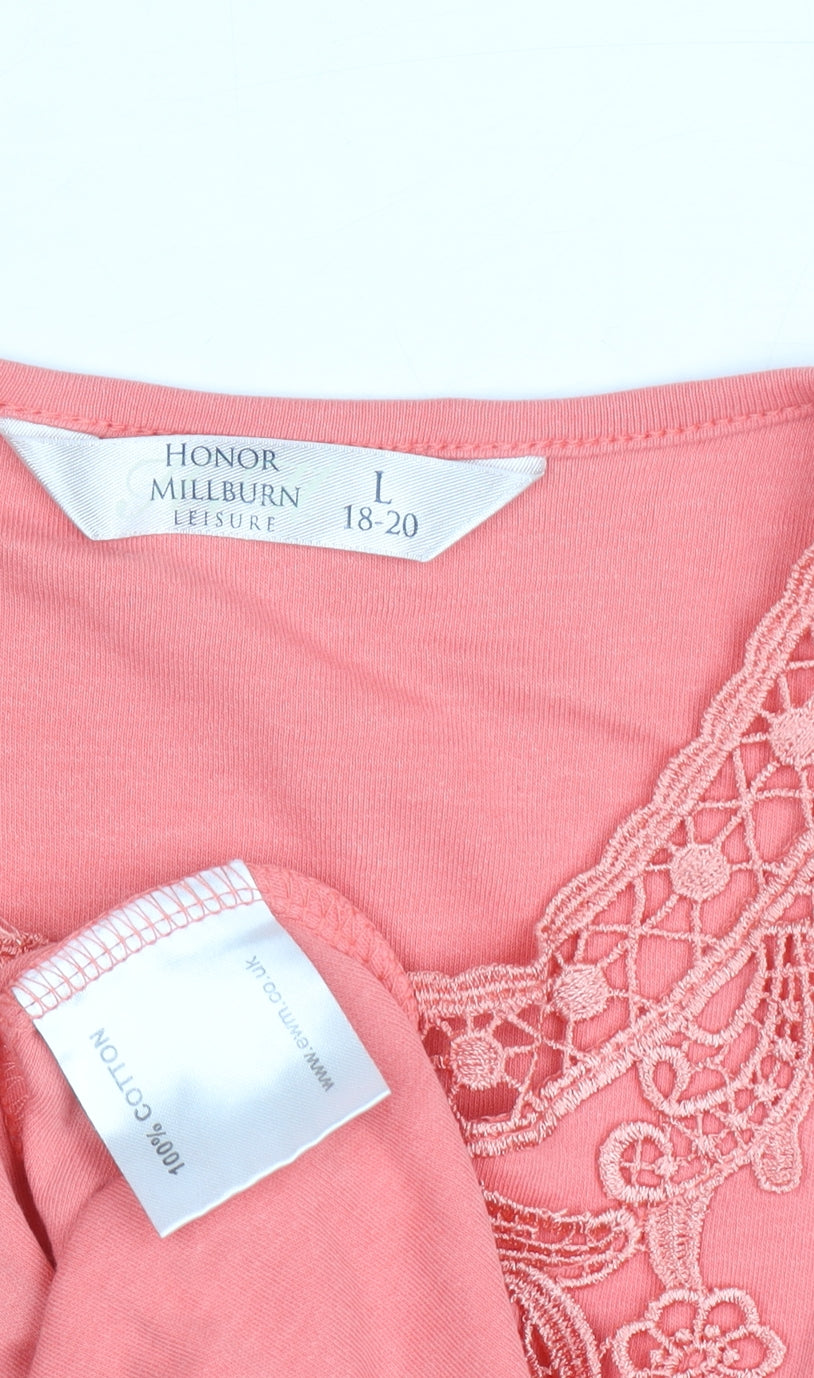 Honor Millburn Women's Pink Embroidered T-Shirt L