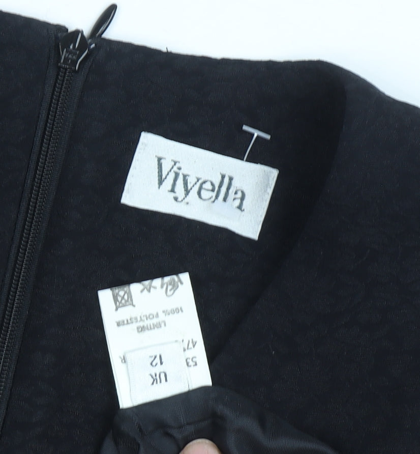 Viyella Black Women's Dress UK 12, V-Neck, Half Sleeve