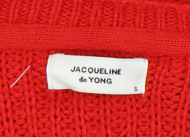 Jacqueline de Yong Women's Red Knit Pullover Jumper Size S