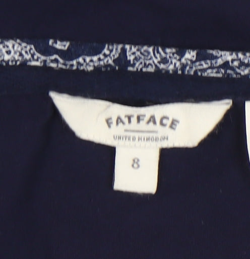FatFace Women's Blue Paisley Scoop Neck T-Shirt Size 8