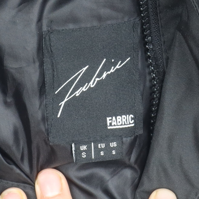 Fabric Men's Black Rain Coat Jacket - S, Hooded, Casual